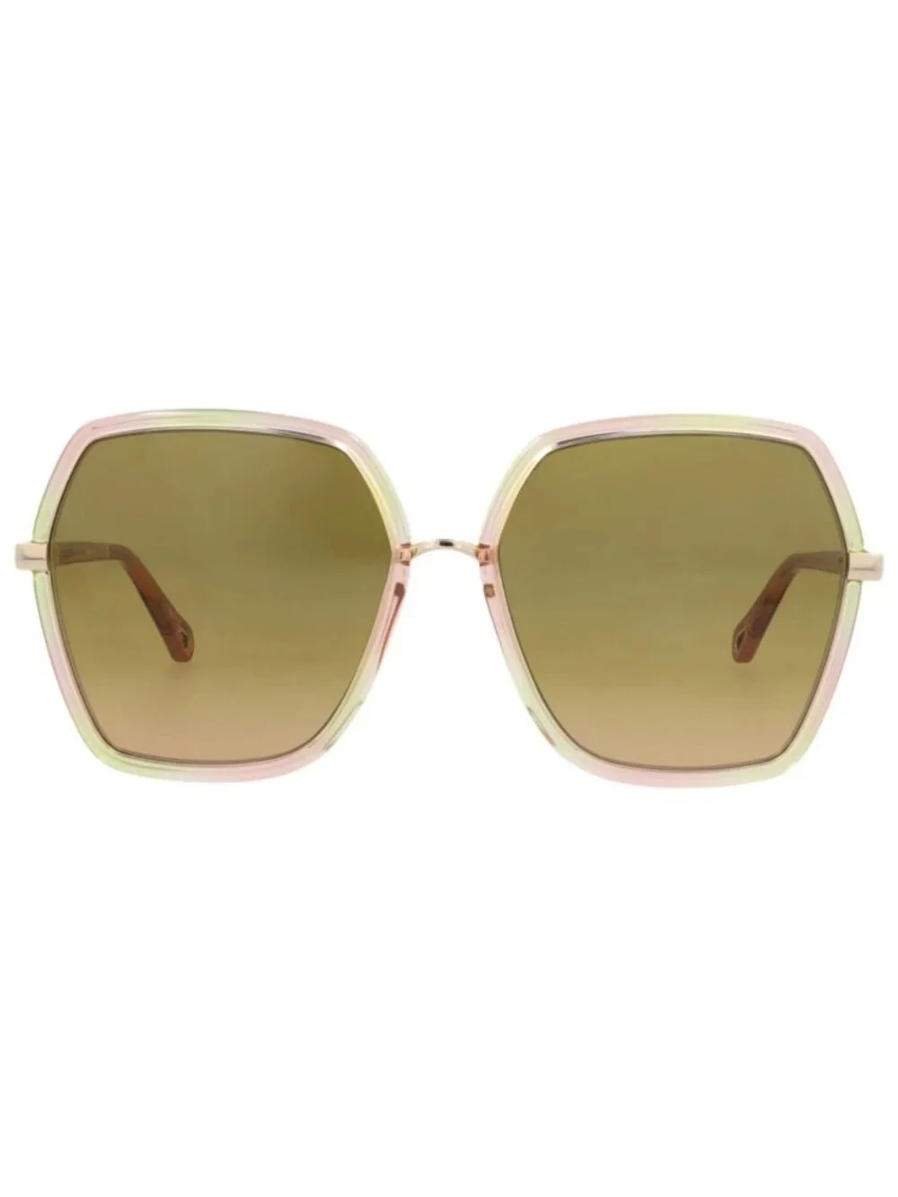 New Chloé Women's Sunglasses Square Rectangle Bio Injection Frame Havana Orange